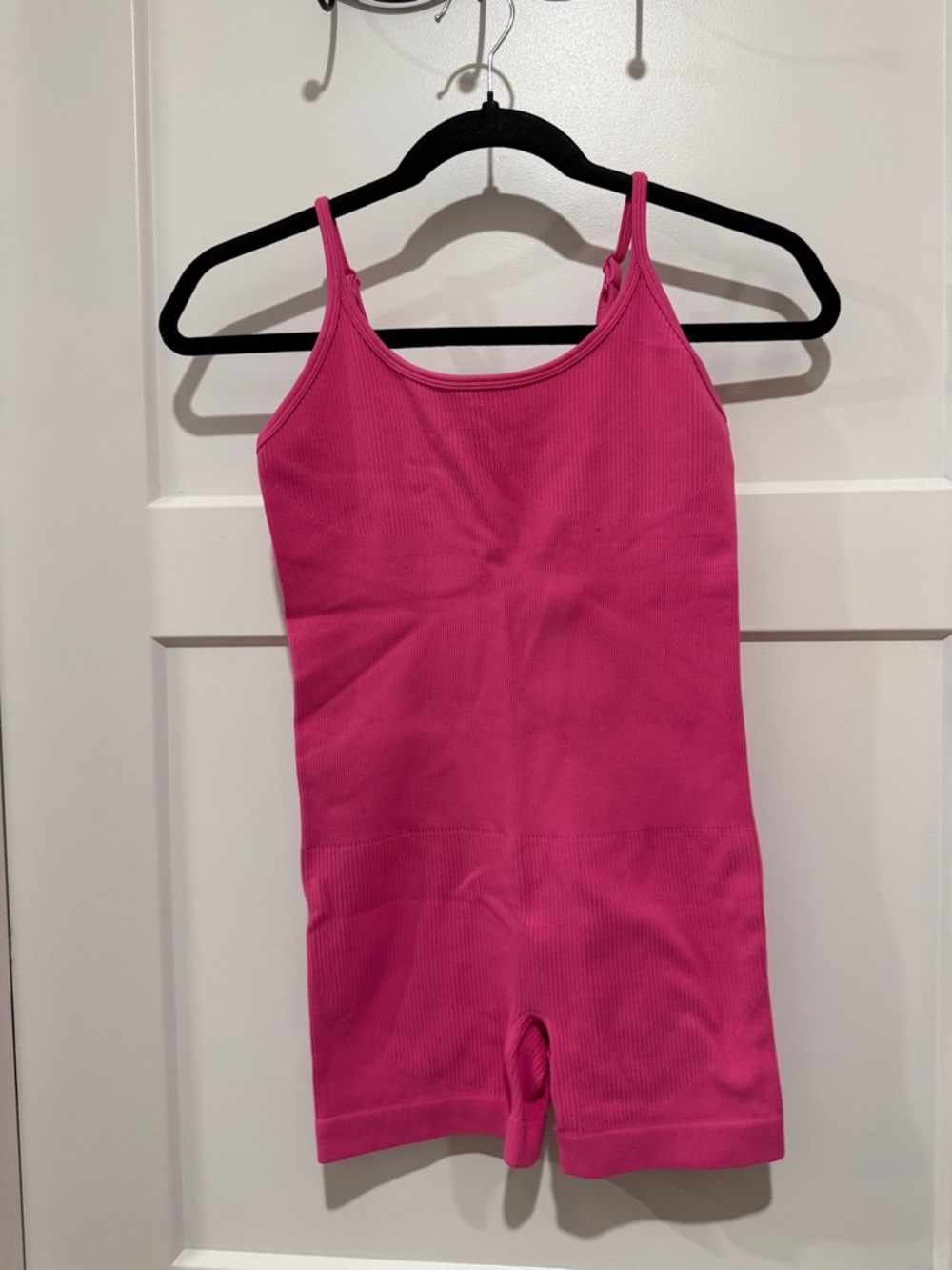 Hot Pink Ribbed Tank Romper